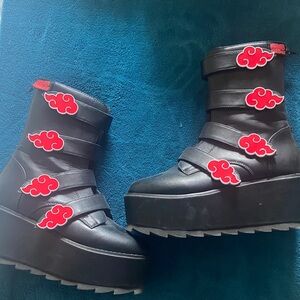 YRU Black and Red Platform Shoes